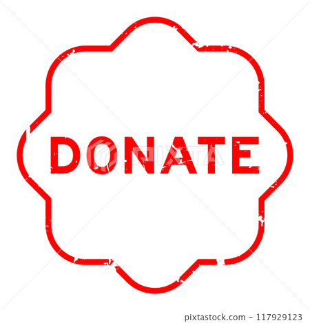 Grunge red donate word rubber seal stamp on white background 117929123