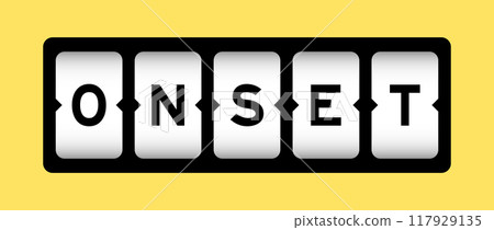 Black color in word onset on slot banner with yellow color background Black color in word onset on slot banner with yellow color background 117929135