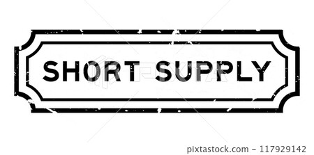 Grunge black short supply word square rubber stamp on white background 117929142