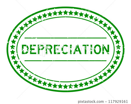 Grunge green depreciation word oval rubber seal stamp on white background Grunge green depreciation word oval rubber seal stamp on white background 117929161