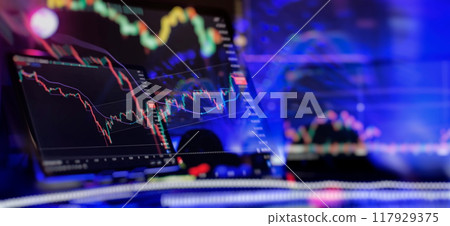 Online trading, Investment, Strategy market plan, and Stock market fluctuations Concept. Online trading, Investment, Strategy market plan, and Stock market fluctuations Concept. 117929375