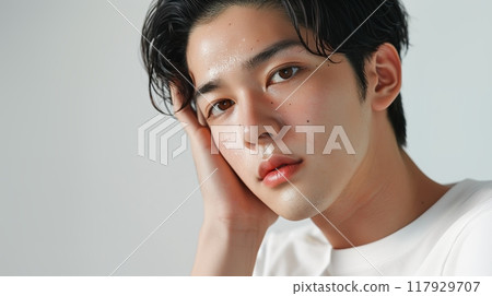 Young man with skin concerns AI 117929707