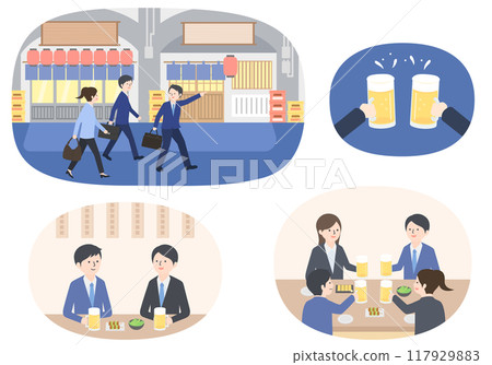 辦公室工作人員在酒吧舉行酒會的插圖集 辦公室工作人員在酒吧舉行酒會的插圖集 117929883