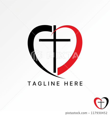 Logo design graphic concept abstract creative premium vector stock swoosh love with church pray ministry faith. Related to christian catholic baptism Logo design graphic concept abstract creative premium vector stock swoosh love with church pray ministry faith. Related to christian catholic baptism 117930452