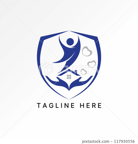 Logo design graphic concept abstract creative premium vector stock active two hands roof house living happy on shield. Related love support property 117930556