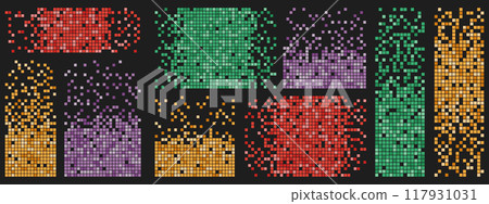 Set of colorful pixel abstract mosaic backgrounds. Decay effect. Vector illustration 117931031