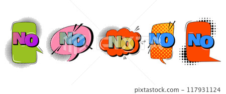 Comic speech bubbles set in trendy retro style. No text 117931124
