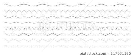Set of dotted, zigzag and wave lines Set of dotted, zigzag and wave lines 117931130