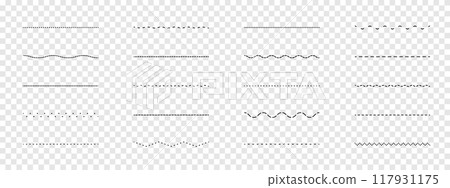 Set of different line styles on transparent background. Vector illustration 117931175