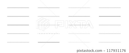 Black dotted lines in various patterns on white background. Vector Black dotted lines in various patterns on white background. Vector 117931176