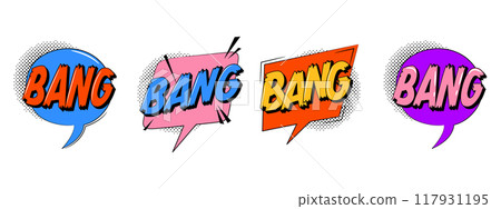 Comic speech bubble collection in trendy retro style. Bang text Comic speech bubble collection in trendy retro style. Bang text 117931195