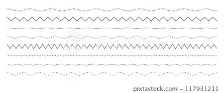 Set of various dotted, dashed and wavy lines for design Set of various dotted, dashed and wavy lines for design 117931211