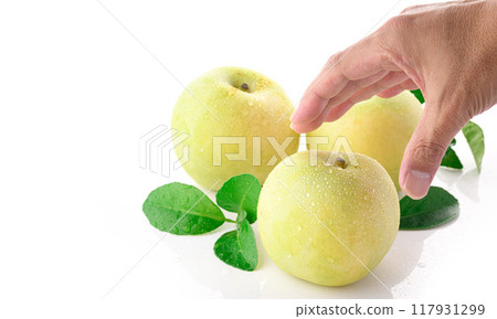 Crispy texture of Nijisseiki pear (white background) Crispy texture of Nijisseiki pear (white background) 117931299