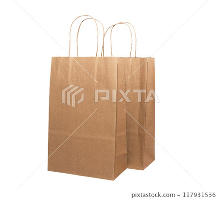 Paper bags on white isolated background, eco concept, shopping Paper bags on white isolated background, eco concept, shopping 117931536