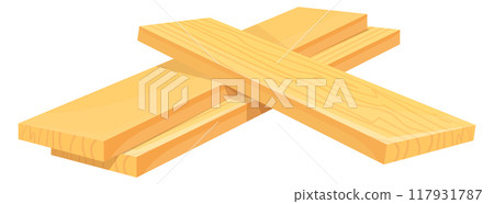 Wooden board pile. Cartoon timber material icon Wooden board pile. Cartoon timber material icon 117931787