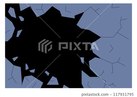 Broken glass. Hole with cracks in cartoon material Broken glass. Hole with cracks in cartoon material 117931795