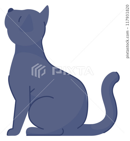Gray cat sitting. Pet silhouette. Feline icon 117931820