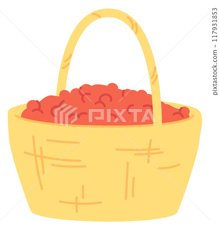 Berry basket color icon. Fresh sweet cherry Berry basket color icon. Fresh sweet cherry 117931853