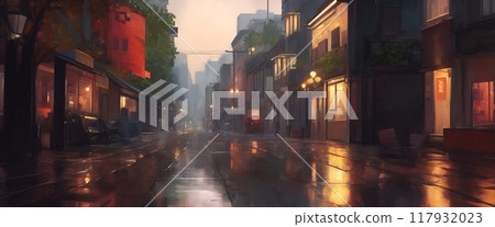 Downtown after the rain 117932023