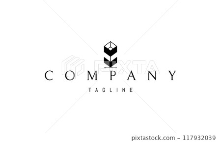 Vector logo with an abstract image of a flower created from boxes. Vector logo with an abstract image of a flower created from boxes. 117932039