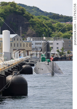 Submarine A submarine docked at the base National secret 117932156