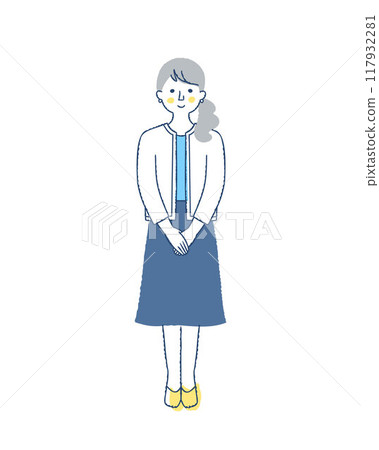 Smiling woman with folded hands 117932281