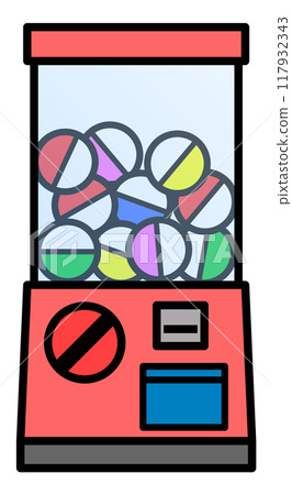 Illustration of a capsule machine with toys and prizes 117932343