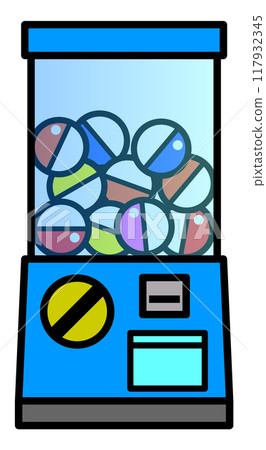 Illustration of a capsule machine with toys and prizes 117932345