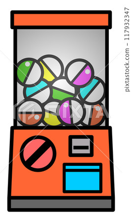 Illustration of a capsule machine with toys and prizes 117932347