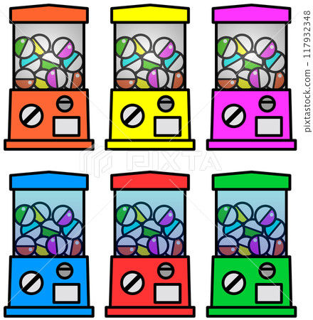 Illustration of a capsule machine with toys and prizes 117932348