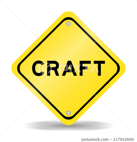 Yellow color transportation sign with word craft on white background 117932600