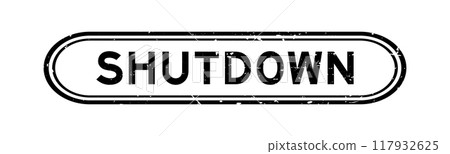 Grunge black shutdown word rubber seal stamp on white background 117932625