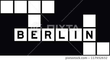 Alphabet letter in word berlin on crossword puzzle background Alphabet letter in word berlin on crossword puzzle background 117932632