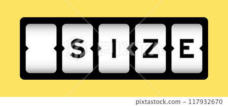 Black color in word size on slot banner with yellow color background 117932670