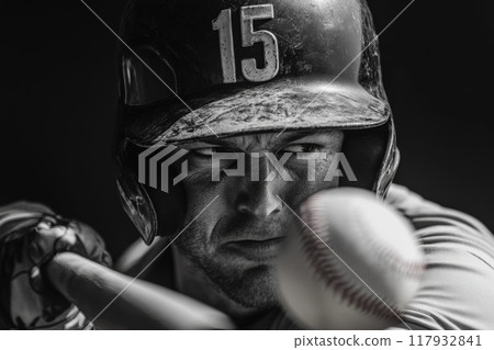 Baseball player getting ready to hit a ball during match Baseball player getting ready to hit a ball during match 117932841