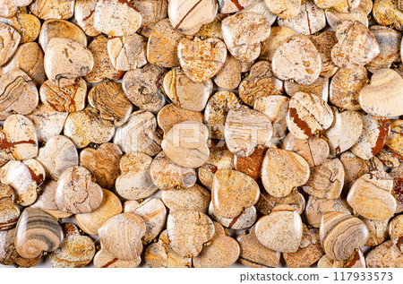 Geological Romance: Picture Jasper Hearts Reveal Earth's Artistry in Captivating Semiprecious Stone Display. Geological Romance: Picture Jasper Hearts Reveal Earth's Artistry in Captivating Semiprecious Stone Display. 117933573