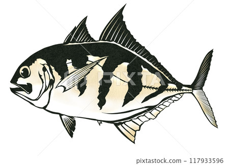大眼竹莢魚的剪紙插圖,您會很高興抓住它 大眼竹莢魚的剪紙插圖,您會很高興抓住它 117933596