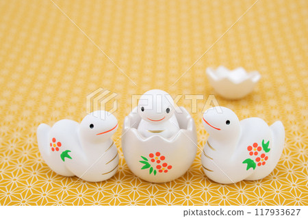 Year of the Snake New Year's material White snake parent and child born from egg Year of the Snake New Year's material White snake parent and child born from egg 117933627