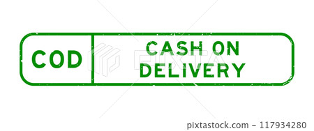 Grunge green COD cash on delivery word square rubber seal stamp on white background Grunge green COD cash on delivery word square rubber seal stamp on white background 117934280