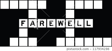 Alphabet letter in word farewell on crossword puzzle background 117934286