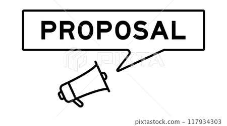 Megaphone icon with speech bubble in word proposal on white background Megaphone icon with speech bubble in word proposal on white background 117934303
