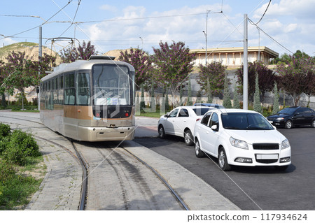 Tram in Samarkand, Uzbekistan Tram in Samarkand, Uzbekistan 117934624