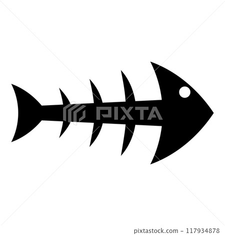 Skeleton of fish bone silhouette seafood concept fishbone icon black color vector illustration image flat style Skeleton of fish bone silhouette seafood concept fishbone icon black color vector illustration image flat style 117934878