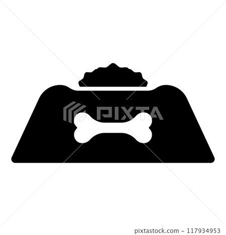 Dog bowl with food icon black color vector illustration image flat style 117934953