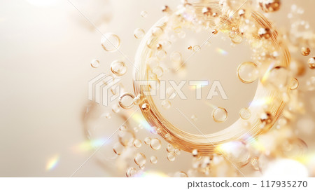 Golden sparkling bubbles and splashes 117935270