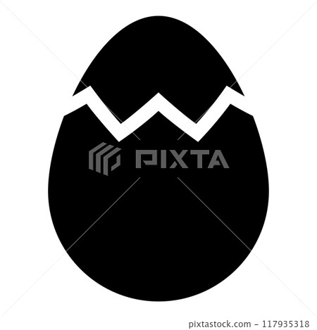 Egg with cracked eggshell damaged icon black color vector illustration image flat style 117935318