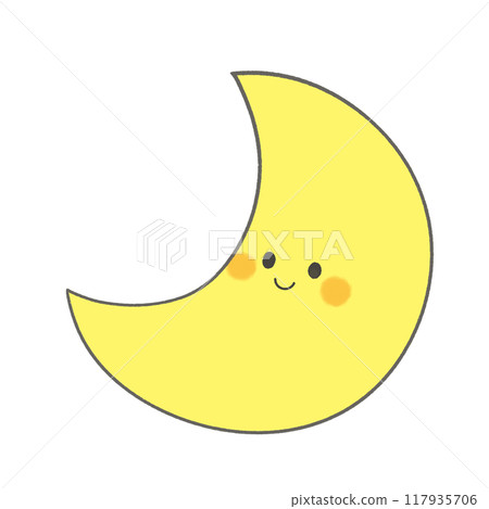 Crescent moon with a cute face Crescent moon with a cute face 117935706