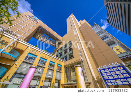 Yokohama cityscape in Japan, overlooking the Cross Gate in front of Sakuragicho Station and the Washington Hotel, August 17th 117935882
