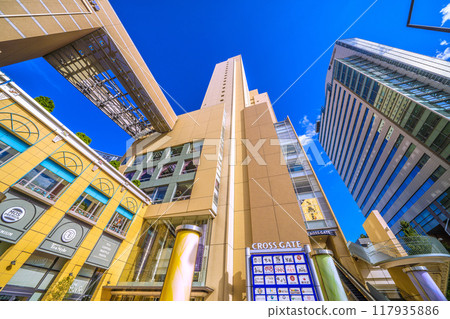 Yokohama cityscape in Japan, overlooking the Cross Gate in front of Sakuragicho Station and the Washington Hotel, August 17th 117935886