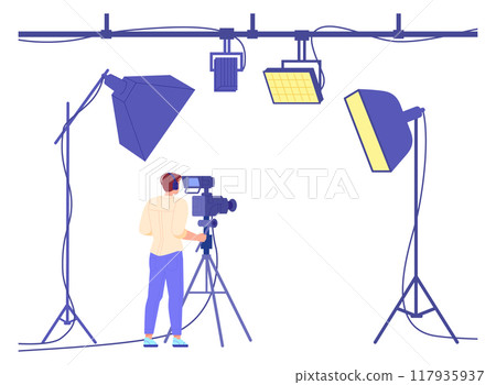 Professional studio light and camera operator. Film production 117935937